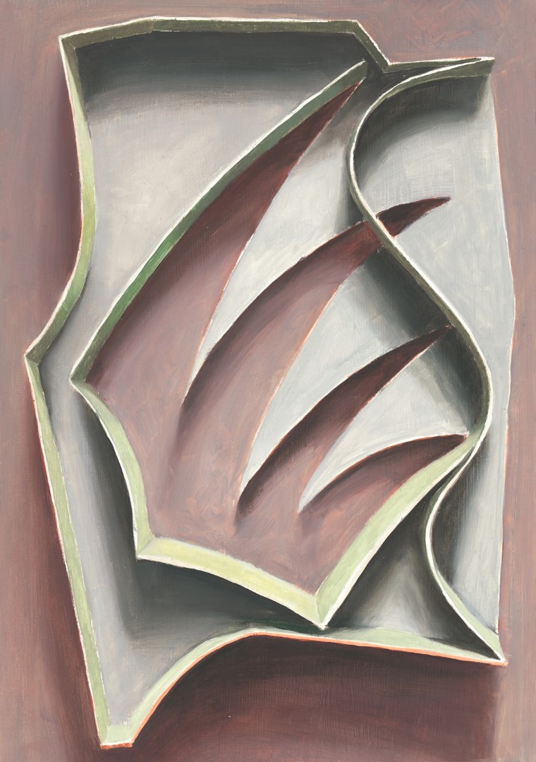 Reli&euml;f 3 (van Deene) (2021), 41.4 x 29.1 cm, oil on paper on panel